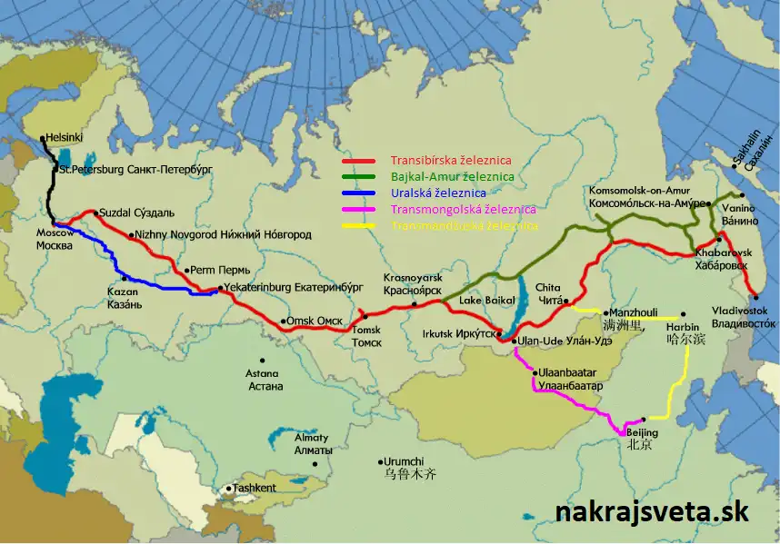 transsibirska magistrala mapa